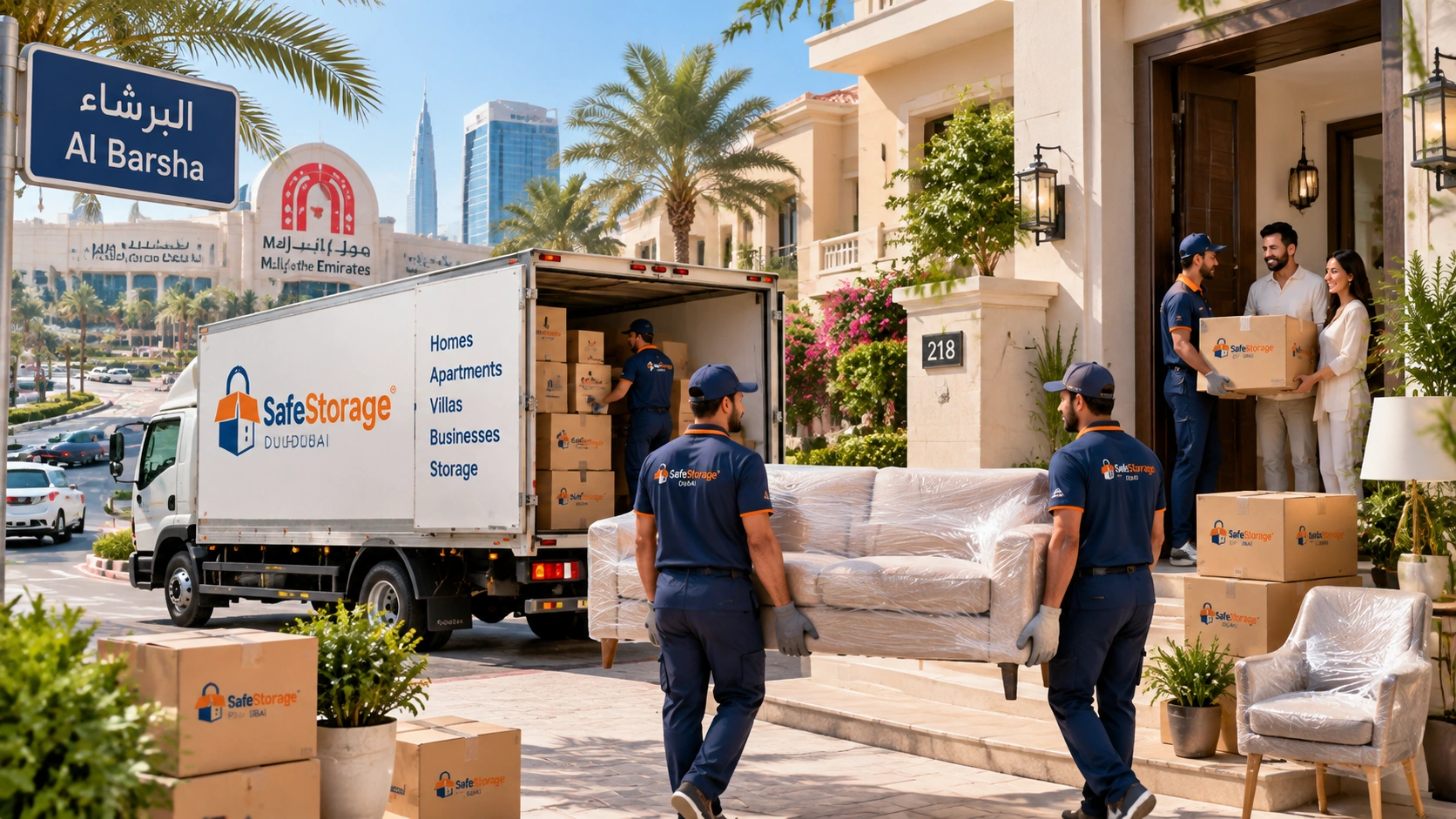SafeStorage team collecting boxes in Al Barsha