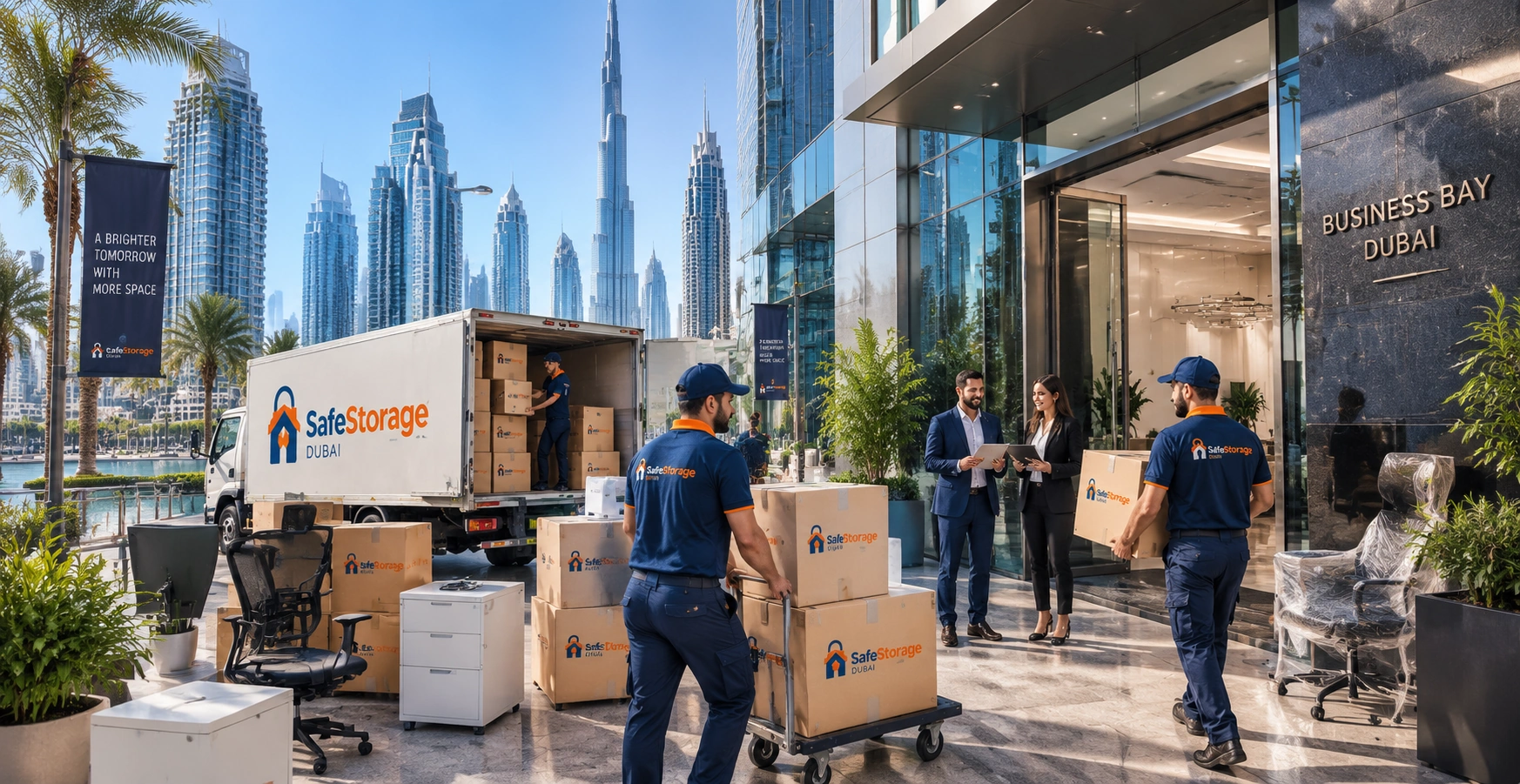 SafeStorage team collecting boxes in Business Bay
