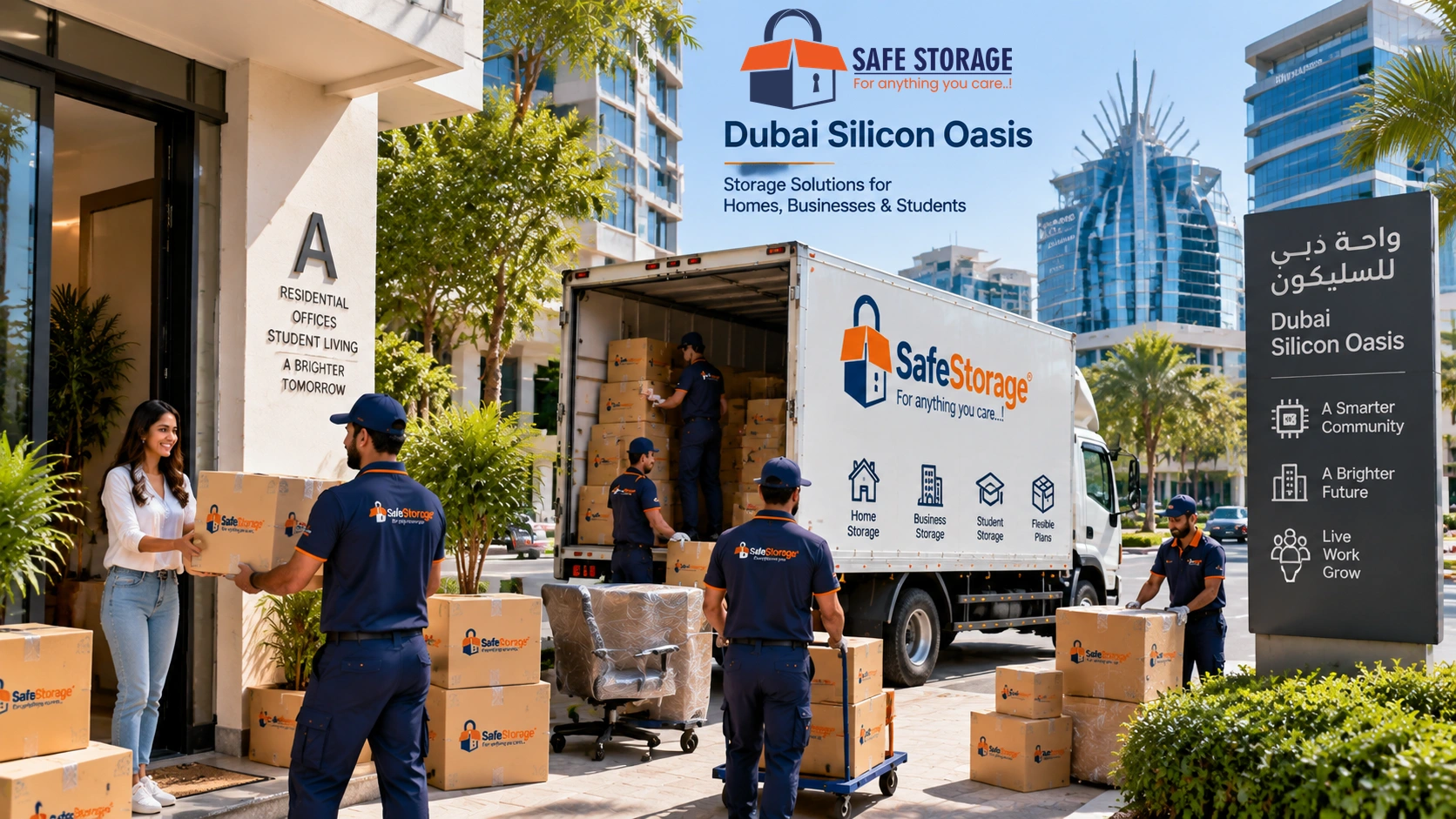 SafeStorage team collecting boxes in Dubai Silicon Oasis