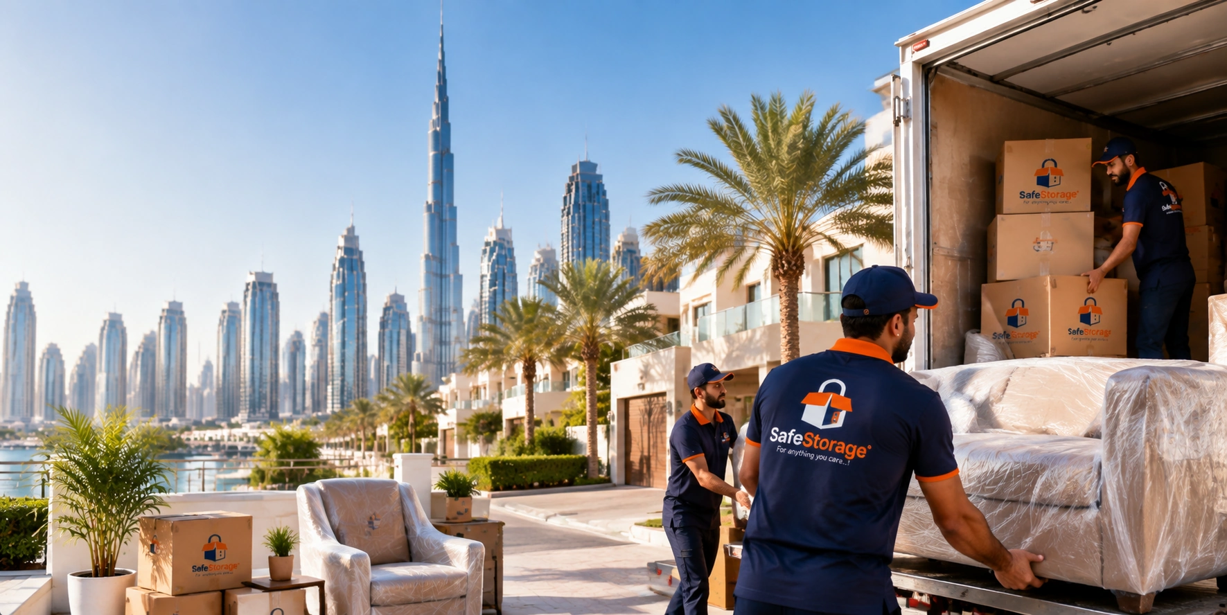 SafeStorage team collecting boxes in Al Quoz